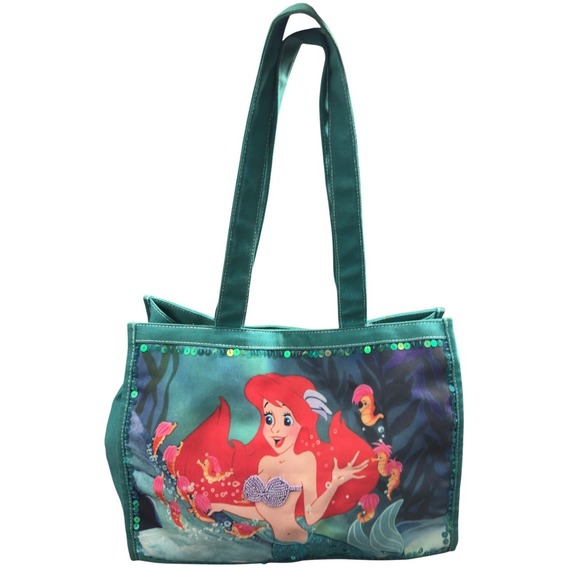 Disney Other - Vintage Disney The Little Mermaid Ariel Canvas Tote Bag Bookbag Sequins Beaded